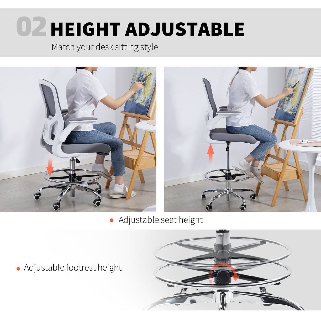 Draughtsman Chair, With Adjustable Lumbar - Charcoal Grey