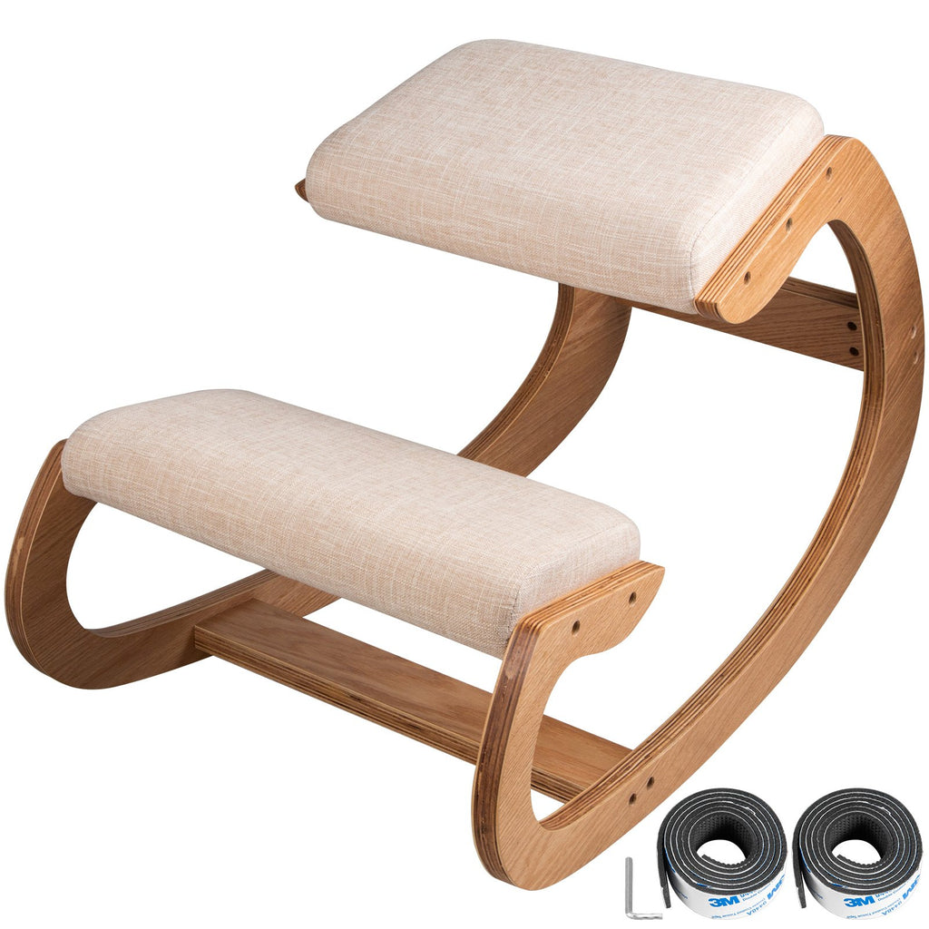 Ergonomic Kneeling Chair 99.8 Kg Load Capacity Kneeling Posture Desk Chair Stool With Hip Cushion Kneeling Ergonomic Stool For Home Office Good Posture Computer Stool White Oak