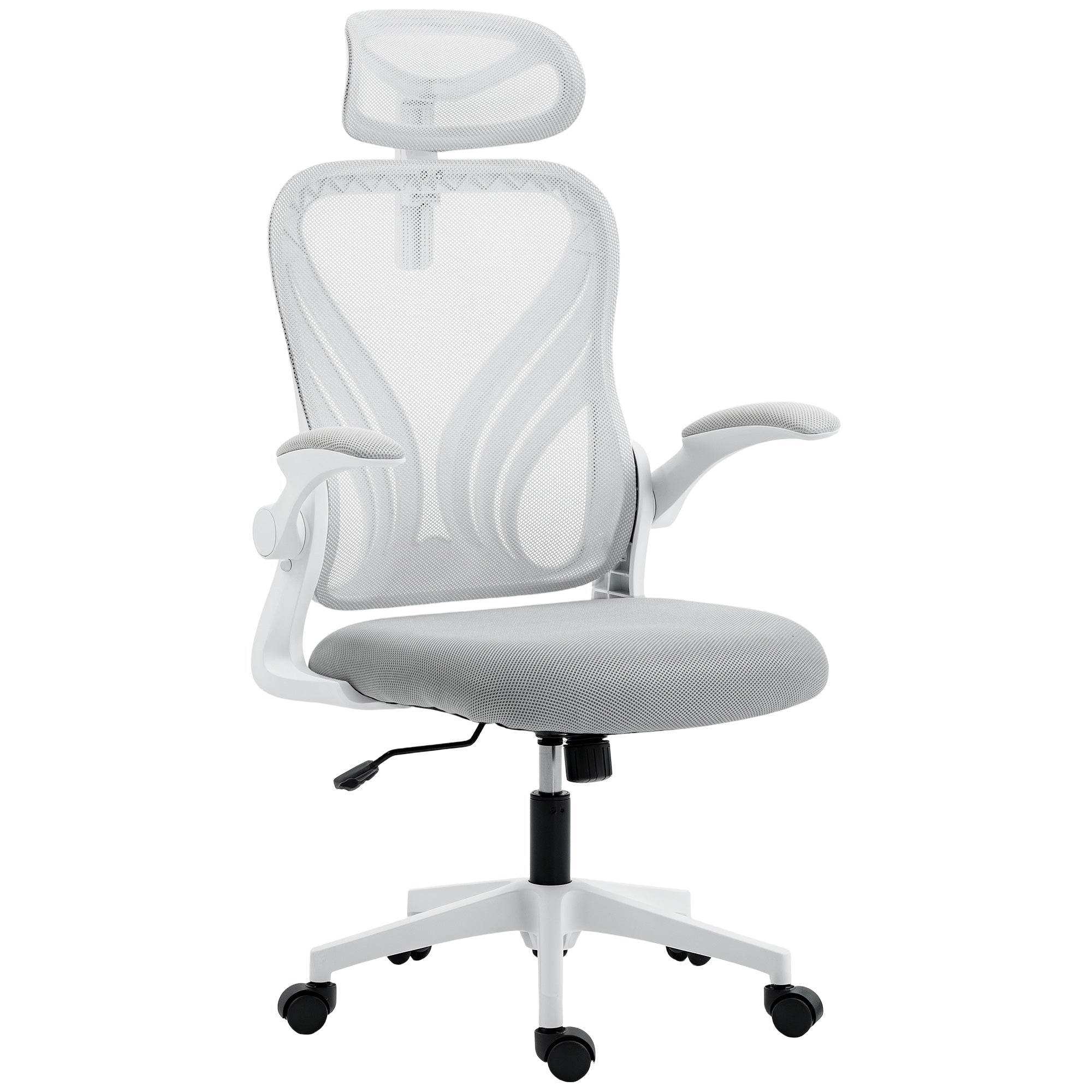 Ergonomic Office Chair With Foldable Backrest, 2D Headrest - Light Grey