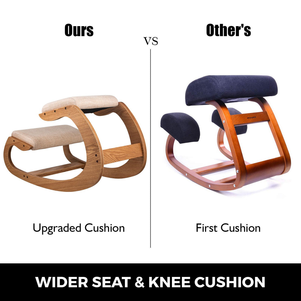 Ergonomic Kneeling Chair 99.8 Kg Load Capacity Kneeling Posture Desk Chair Stool With Hip Cushion Kneeling Ergonomic Stool For Home Office Good Posture Computer Stool White Oak