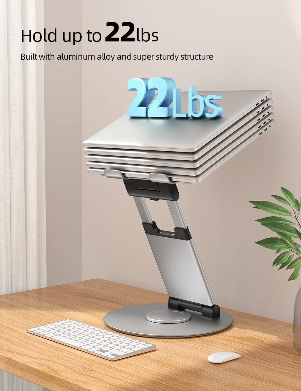 Height & Angle Adjustable Ergonomic Laptop Stand — 360° Rotating Sit‑to‑Stand Desk Extension