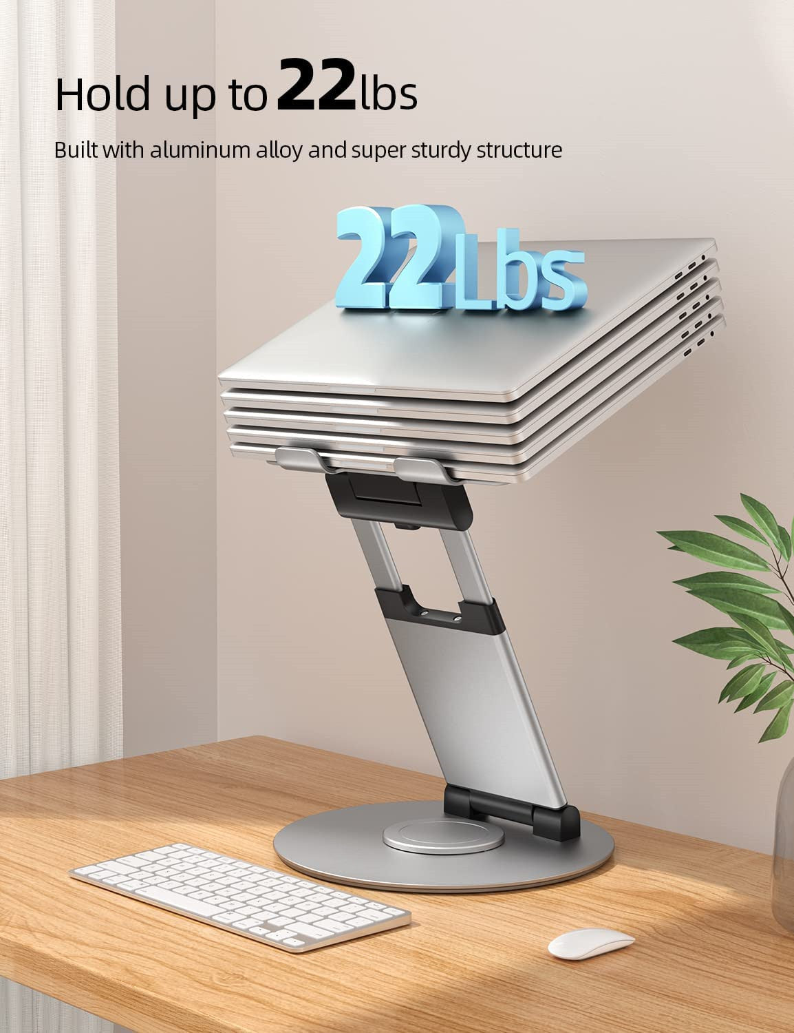 Height & Angle Adjustable Ergonomic Laptop Stand — 360° Rotating Sit‑to‑Stand Desk Extension