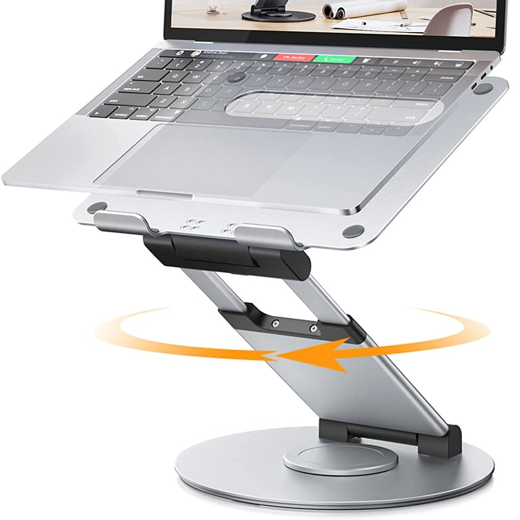 Height & Angle Adjustable Ergonomic Laptop Stand — 360° Rotating Sit‑to‑Stand Desk Extension