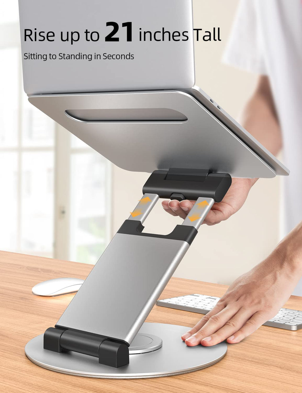Height & Angle Adjustable Ergonomic Laptop Stand — 360° Rotating Sit‑to‑Stand Desk Extension