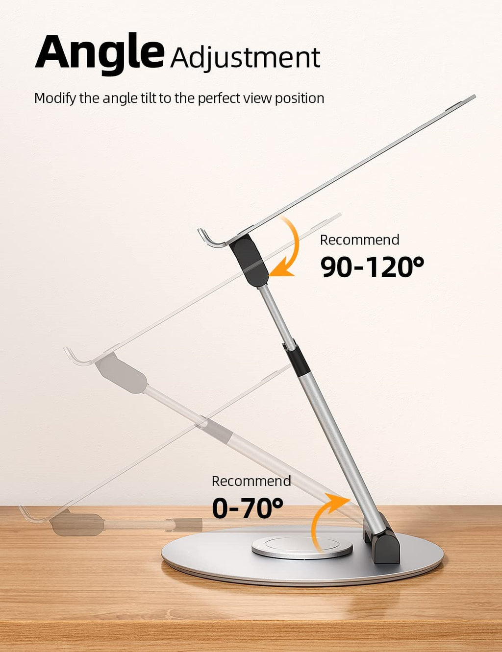 Height & Angle Adjustable Ergonomic Laptop Stand — 360° Rotating Sit‑to‑Stand Desk Extension
