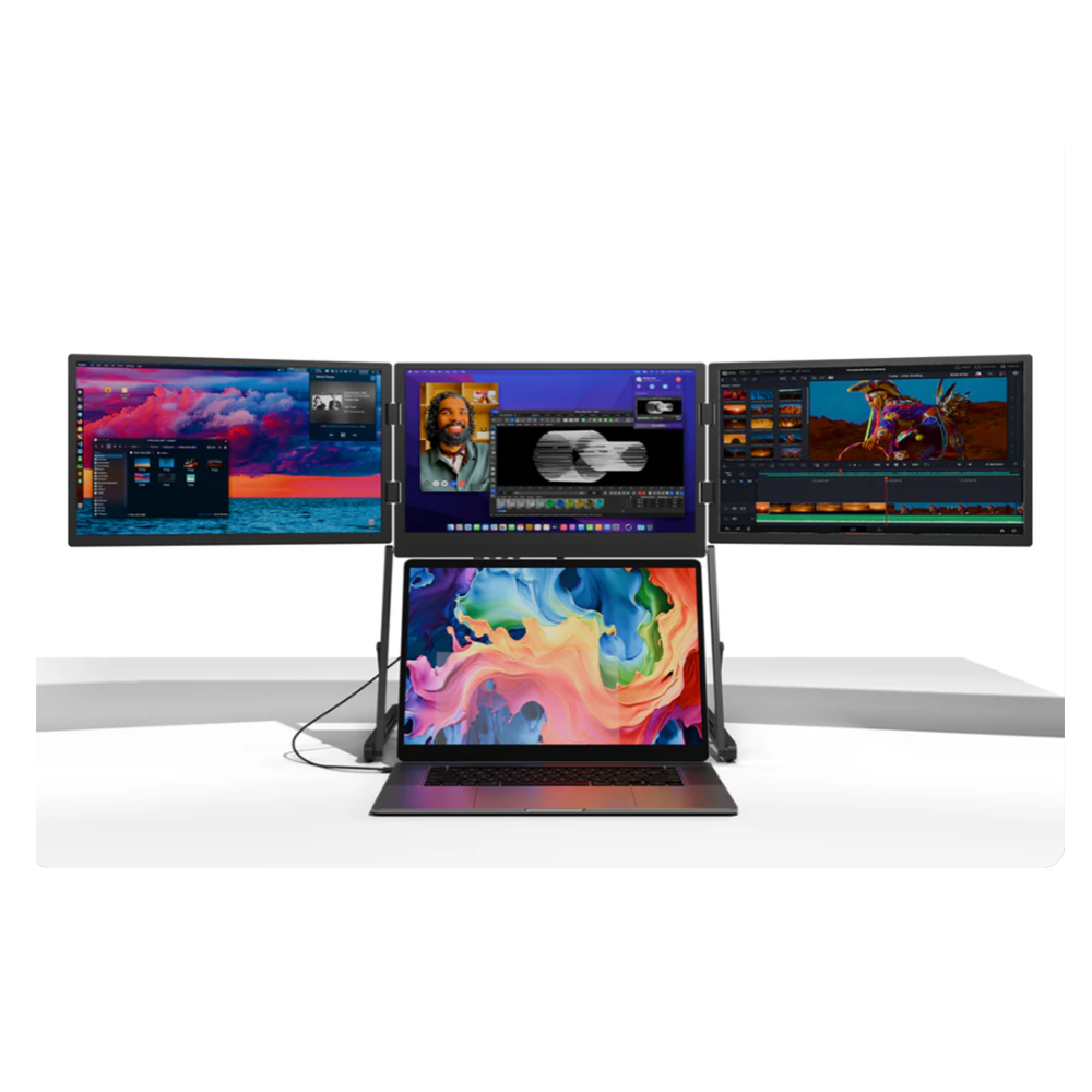 Triple Screen 15.6″ Portable Foldable Monitor — Multi‑Display Expansion for Laptop & PC