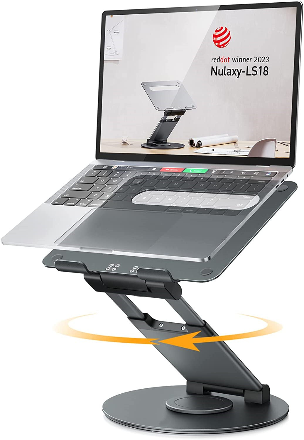 Height & Angle Adjustable Ergonomic Laptop Stand — 360° Rotating Sit‑to‑Stand Desk Extension