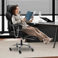 Executive Office Chair With Footrest, 400 Lbs Capacity With Heavy Duty PU Leather Wide Office Chair, Big And Tall Reclining Office Chairs With Lumbar Support, Strong Metal Base Quiet Wheels, Black
