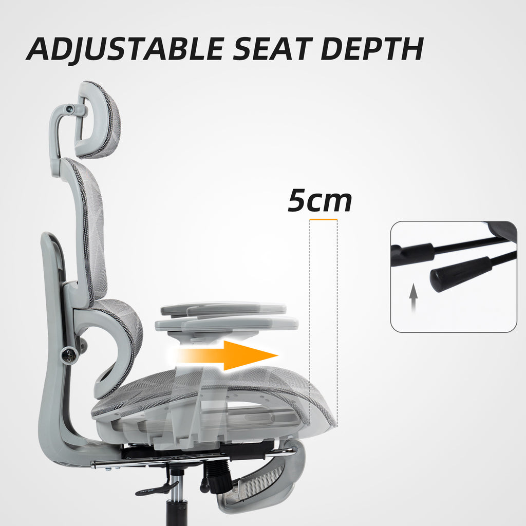 Multi-Adjustable Mesh Office Chair - Grey