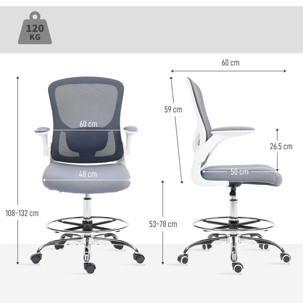 Draughtsman Chair, With Adjustable Lumbar - Charcoal Grey