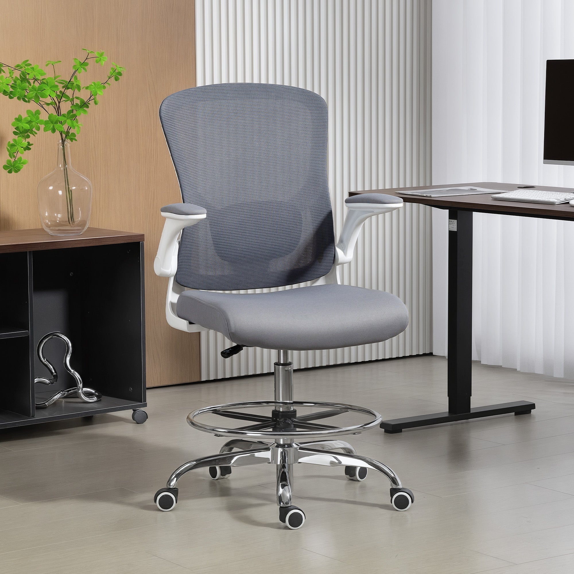 Draughtsman Chair, With Adjustable Lumbar - Charcoal Grey